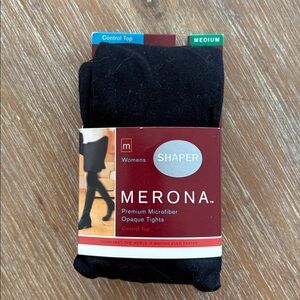 New Merona Women's Black Premier Microfiber Opaque  Shaper Tights Size Medium